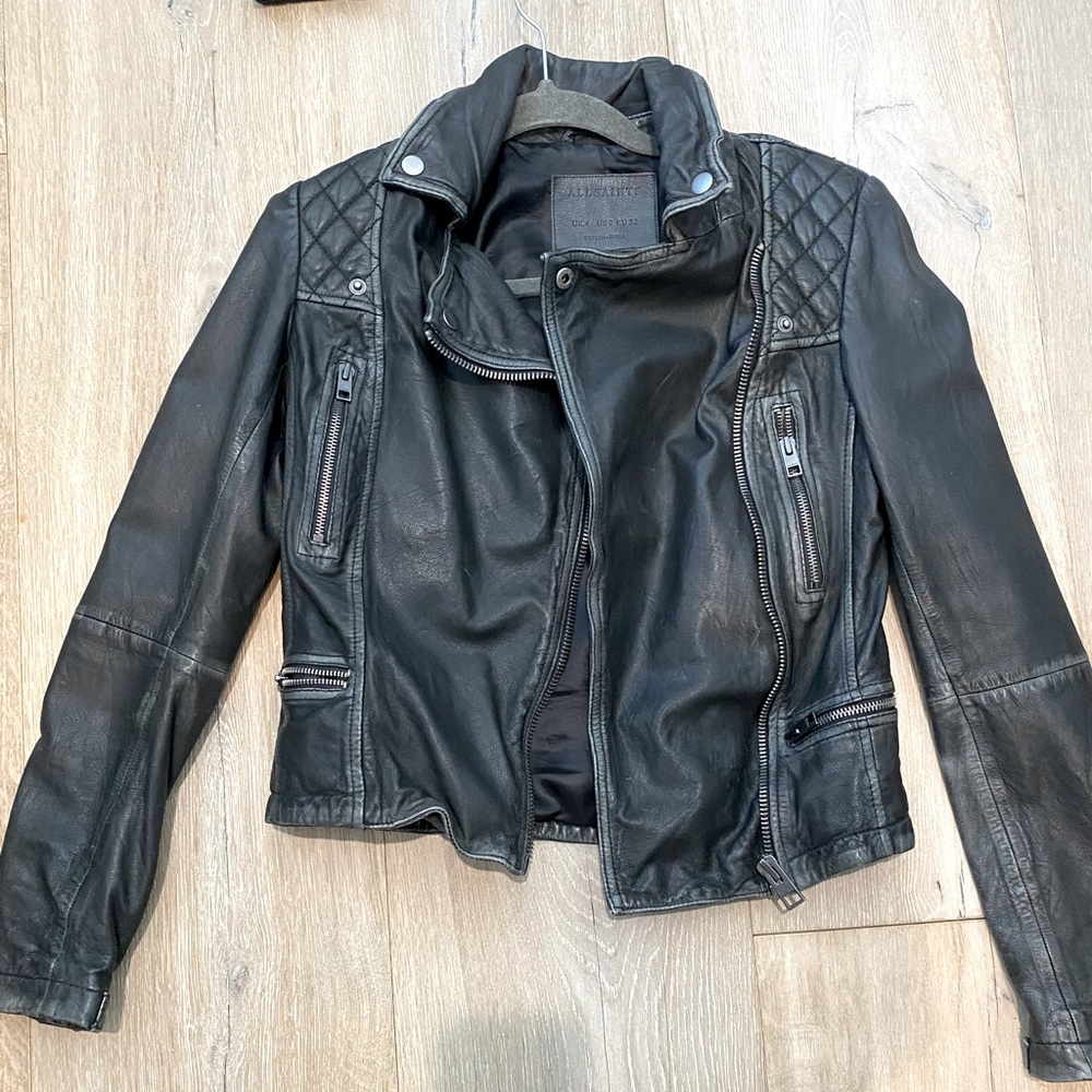 All Saints black leather jacket